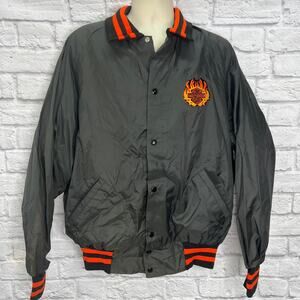 Vintage Don Alleson Harley Davidson Bomber Jacket Size XXL Black Orange Oswego